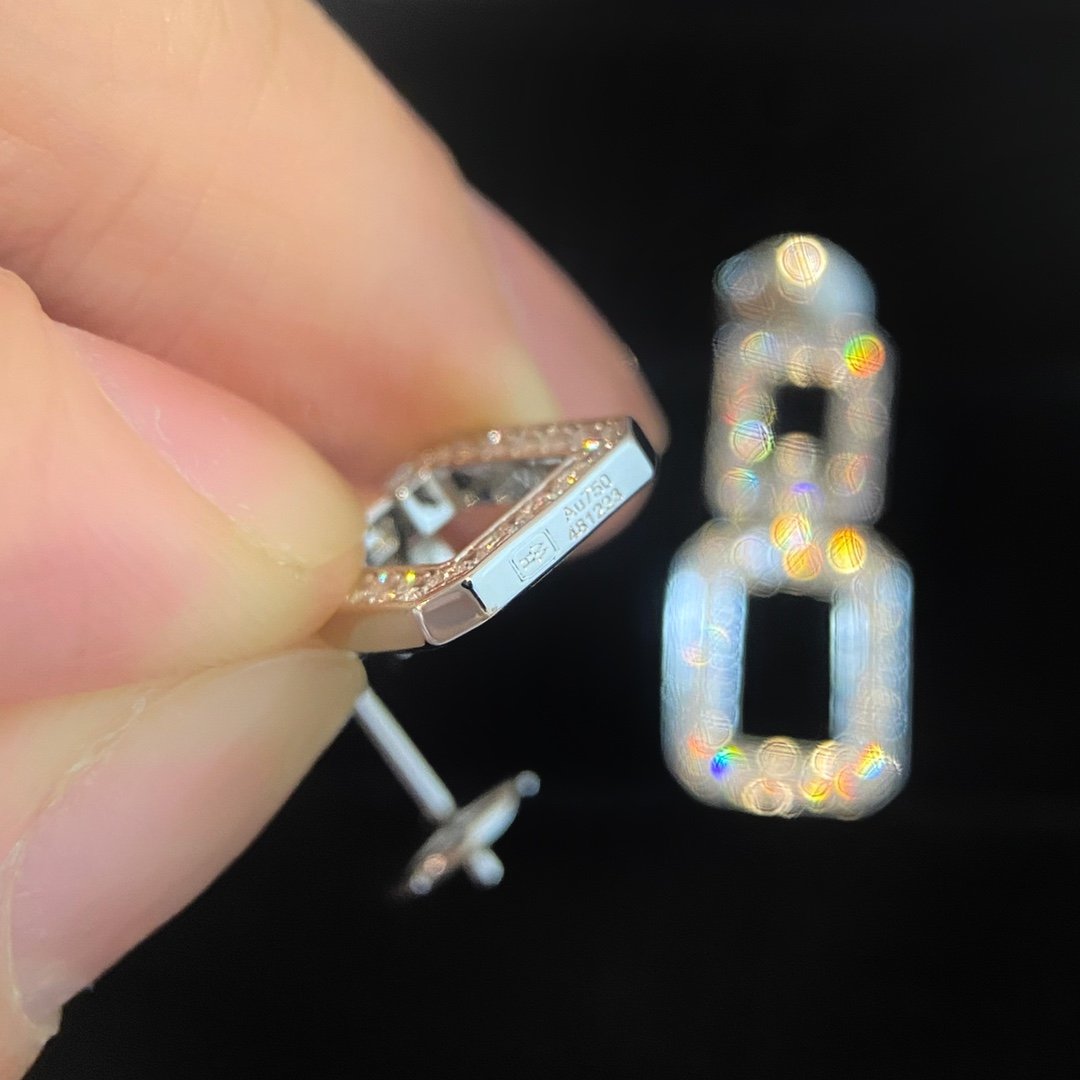 HW Block Full Diamond Earrings - Image 5