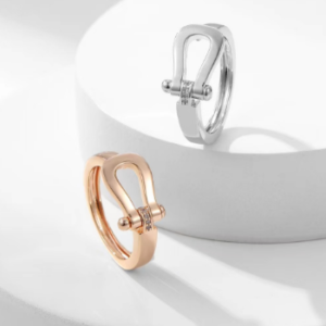 Narrow diamond horseshoe buckle ring