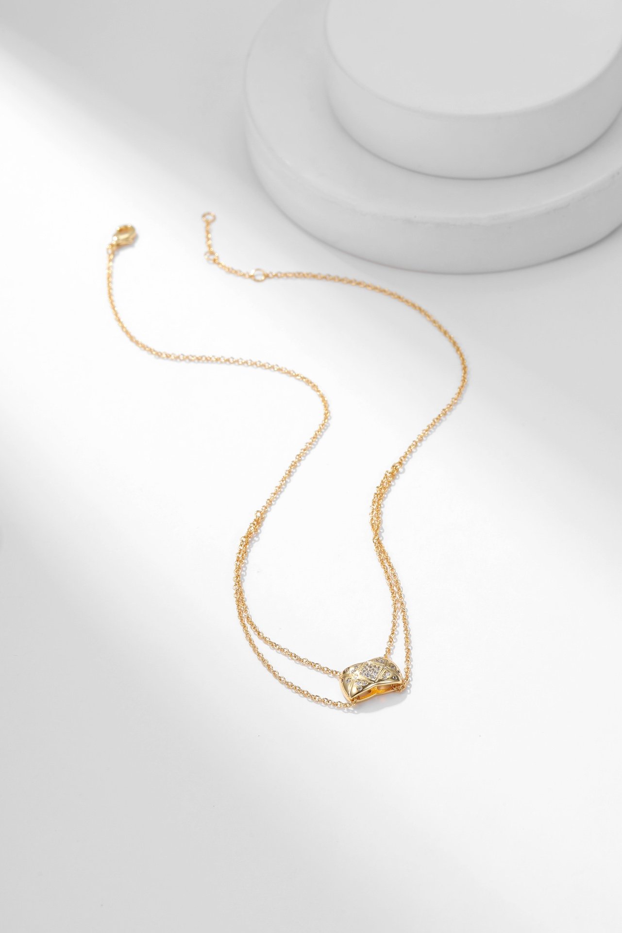 Coco diamond studded diamond grid necklace - Image 3