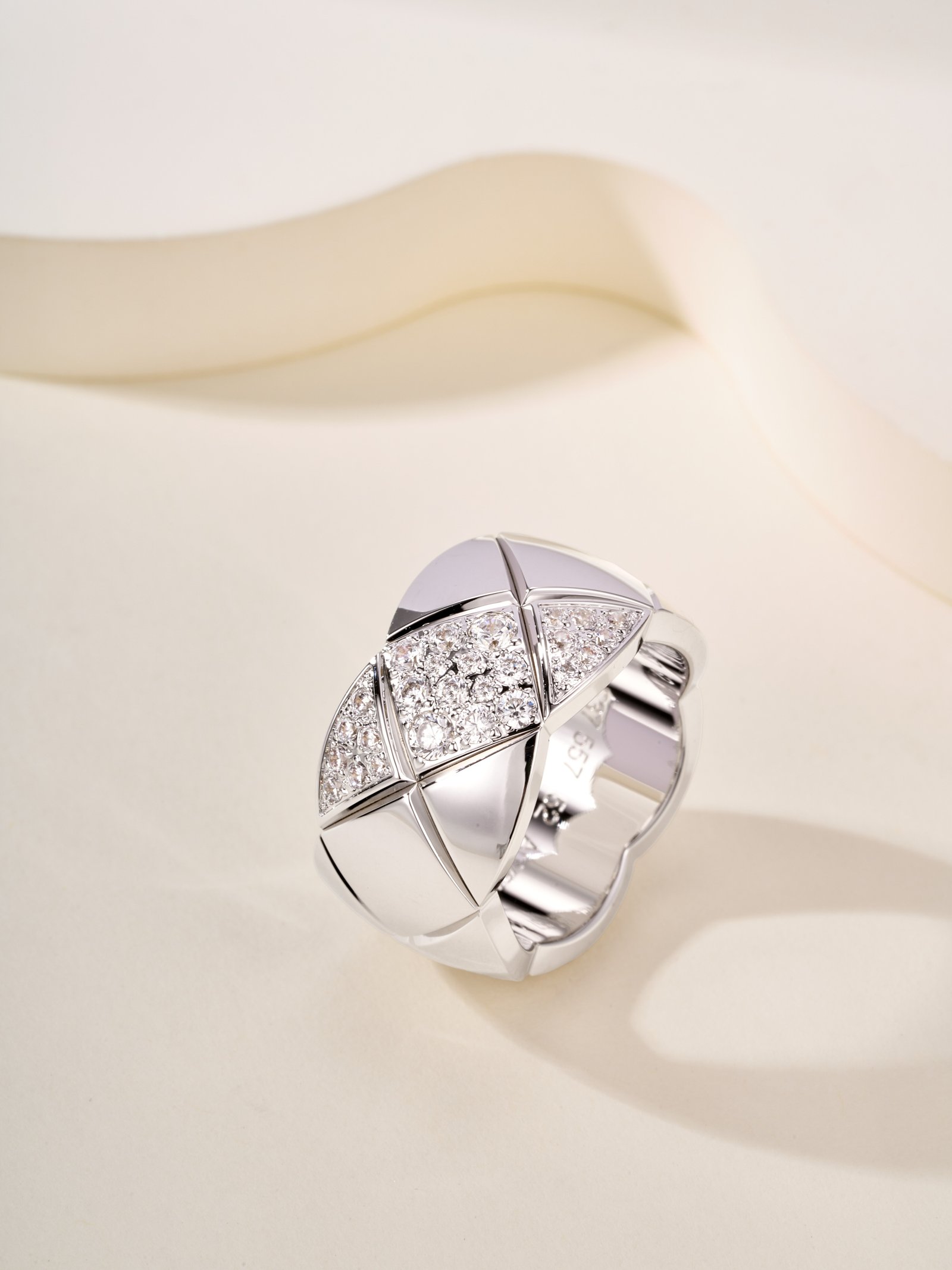 Coco large slanted diamond grid ring (CNC hand set diamond) - Image 17