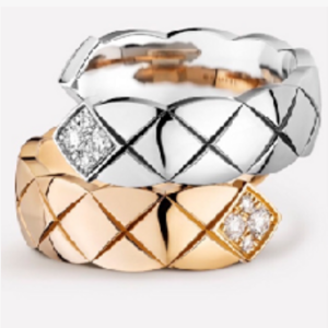 Rose red + silver wide double row Coco ring