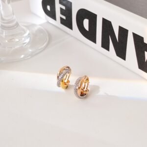 Trinity tricolor earrings with diamonds