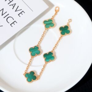 Vintage Alhambra Bracelet with 5 Flower Peacock Stones