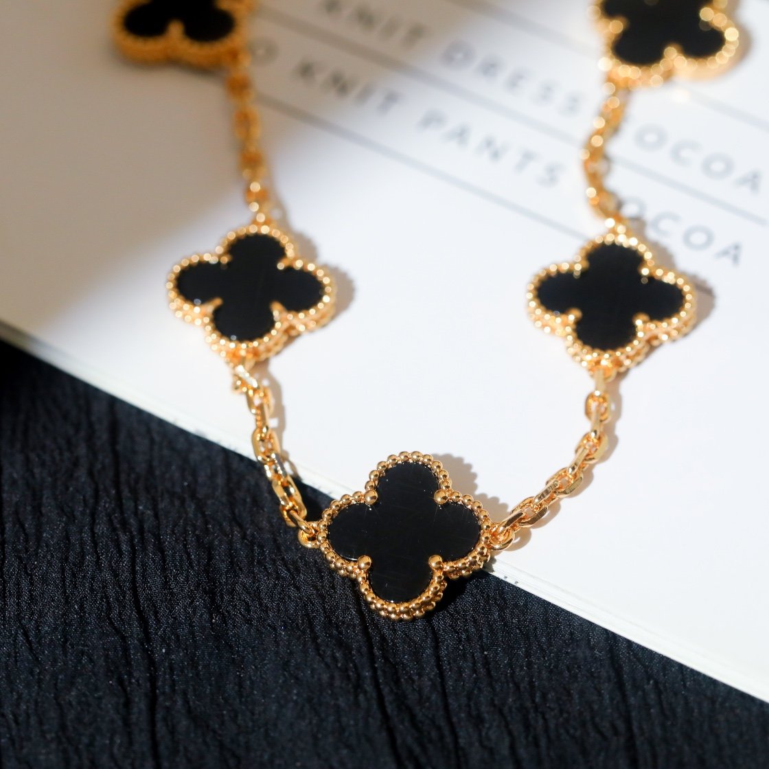 Vintage Alhambra Bracelet with 5 Flower Black Agate - 图片 4