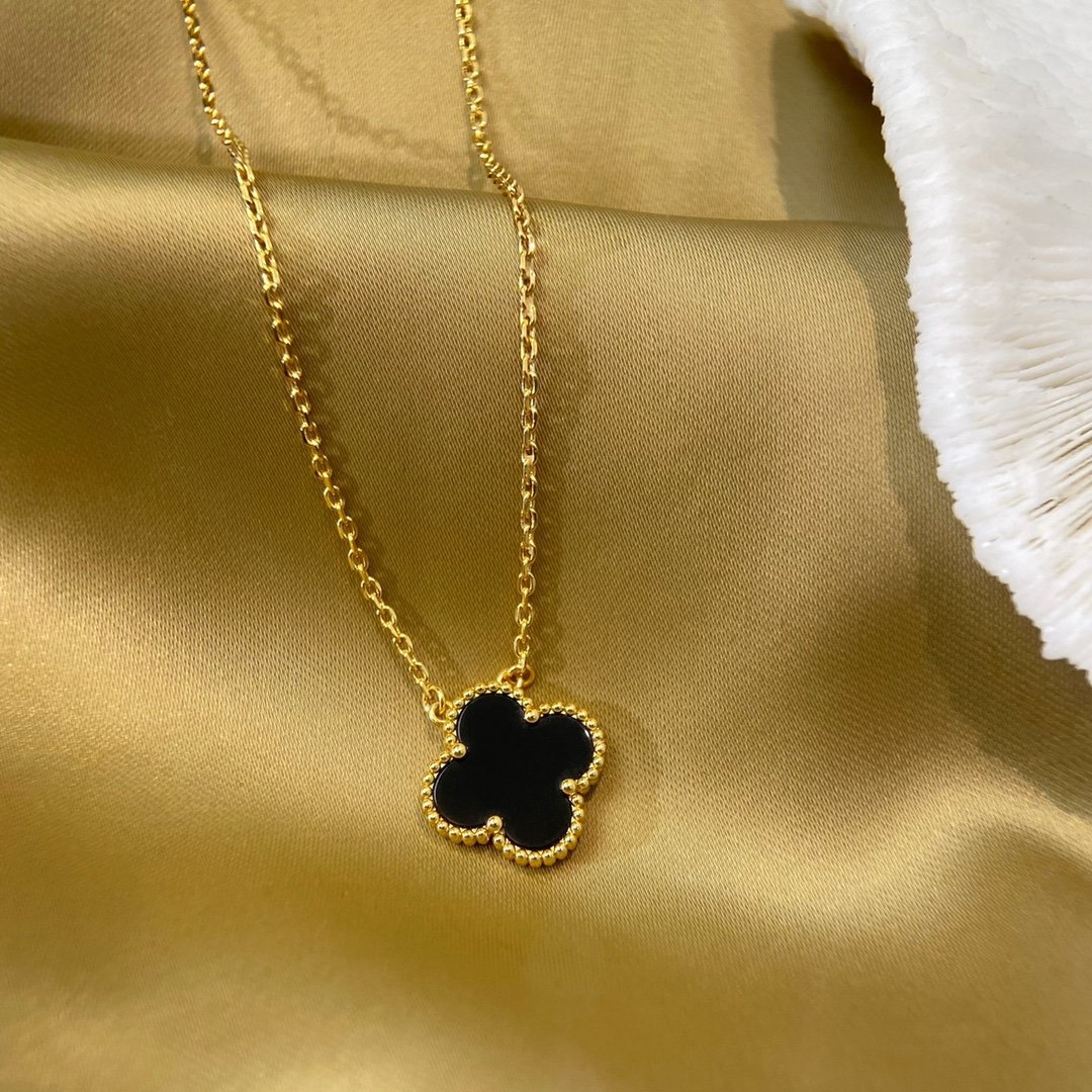 Classic single flower black agate necklace - 图片 5