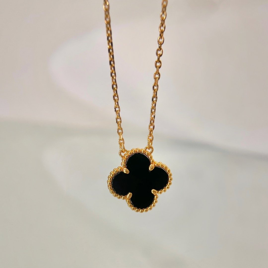 Classic single flower black agate necklace - 图片 8