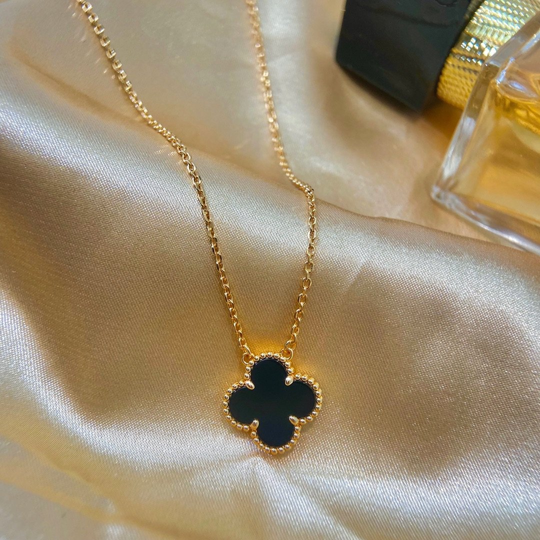 Classic single flower black agate necklace - 图片 6