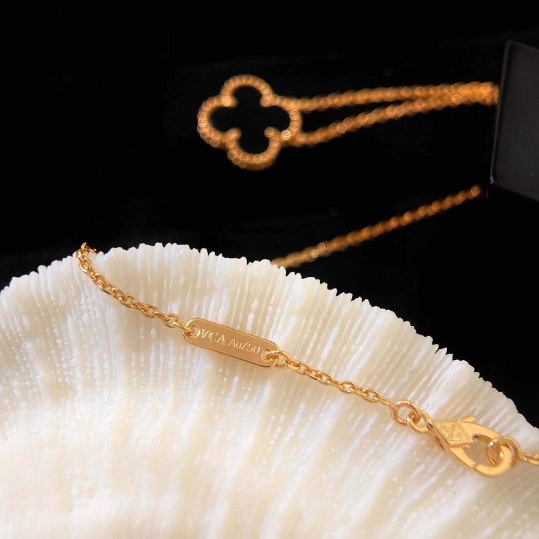 Classic single flower black agate necklace - 图片 7