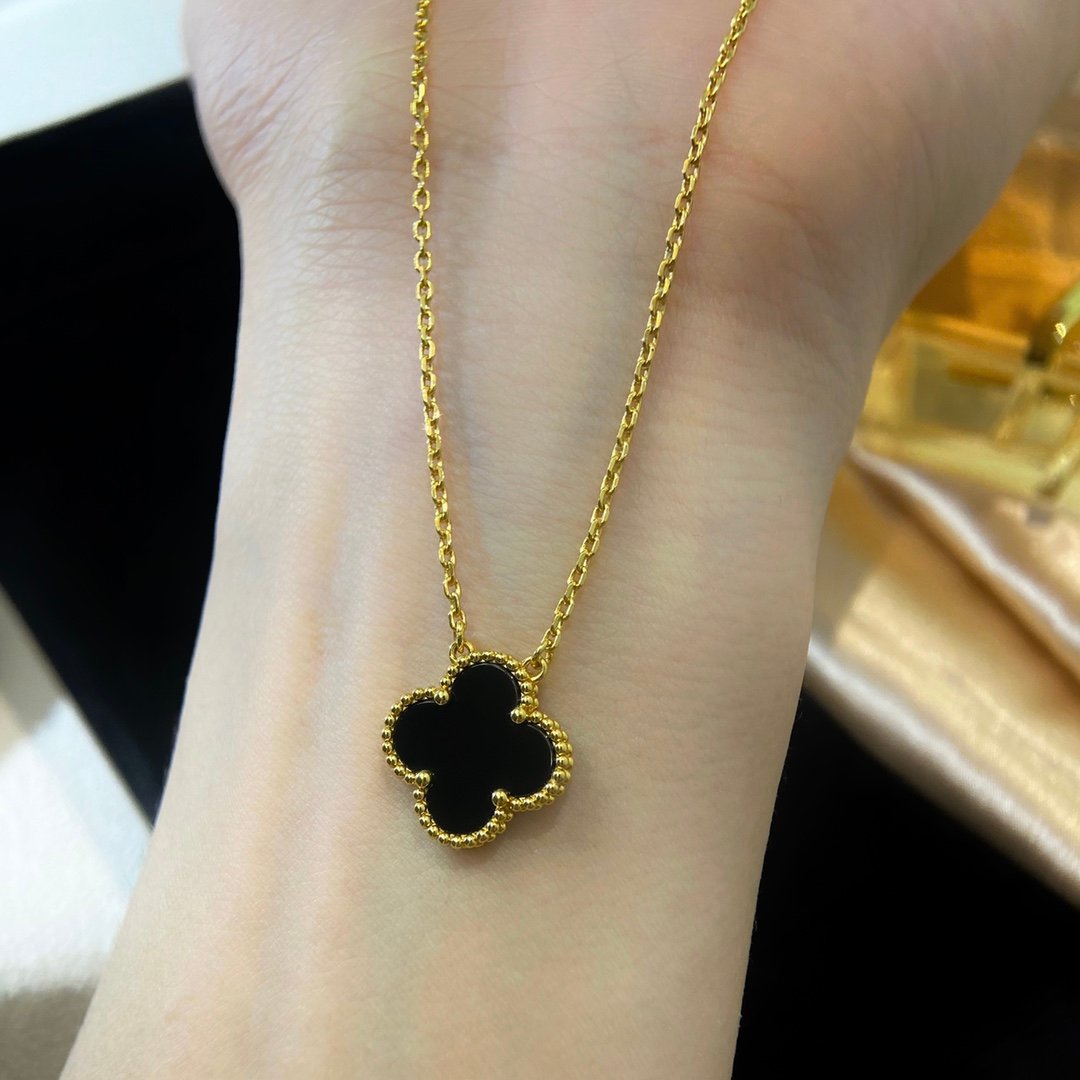 Classic single flower black agate necklace - 图片 9