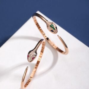 Single snake head opening natural stone bracelet