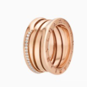 Asymmetric edge diamond ring with spring (CNC handmade diamond inlay)