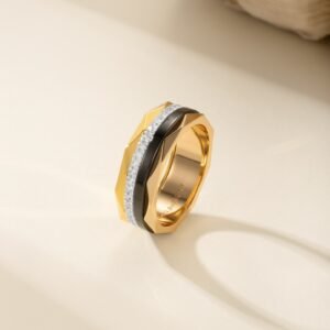 Graff Black Ceramic Four Color Diamond Set Ring Wide Edition