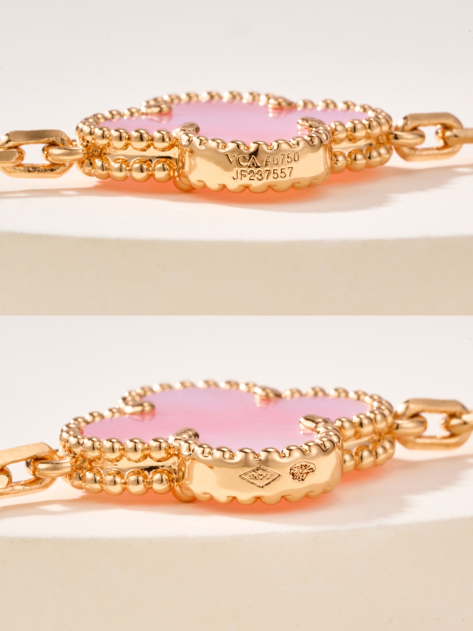 Vintage Alhambra Bracelet with 5 Pink Shell Interdiamonds - 图片 8