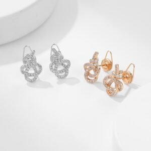 Woven series diamond studded key earrings