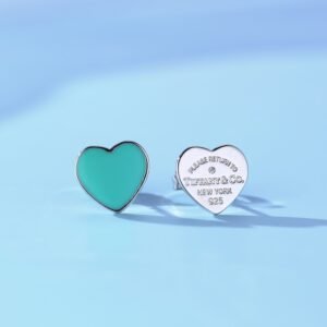 TF Blue Enamel Asymmetric Peach Heart Earnail (925 Silver)