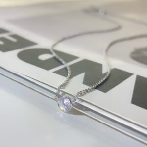 T Bubble 925 Silver Plated Platinum 30 Cent Single Diamond Clavicle Necklace (925 Silver)