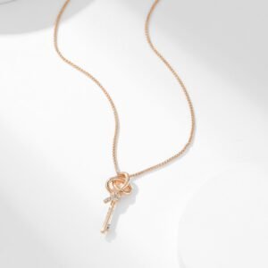 Woven Series Small Diamond Set Key Necklace