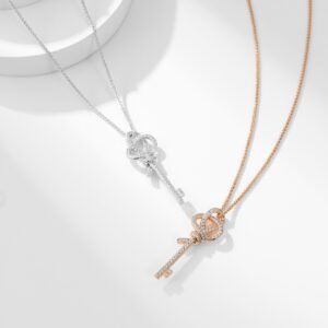 Woven Series Medium Full Diamond Key Necklace