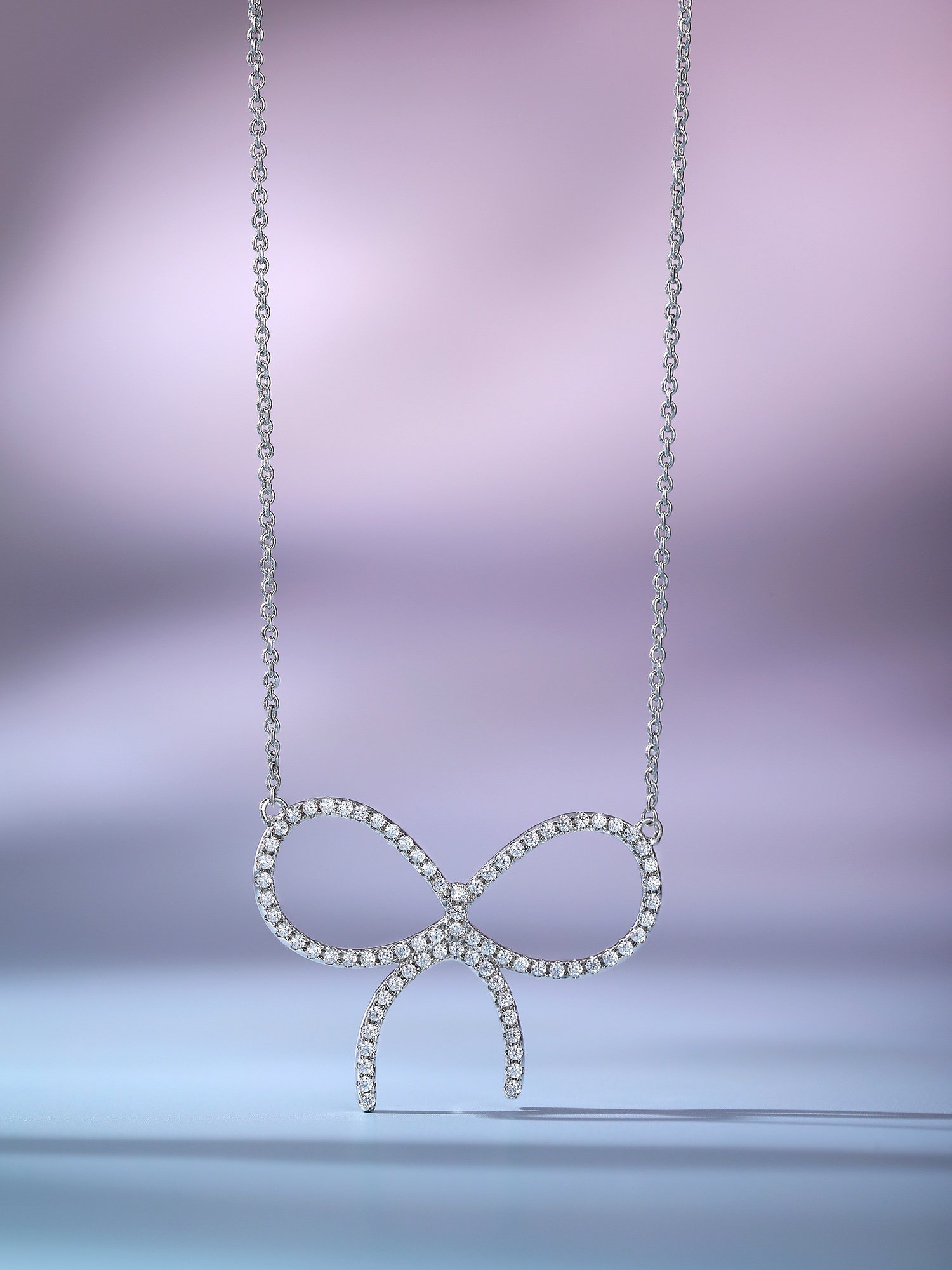 Handmade diamond studded bow necklace - 图片 8