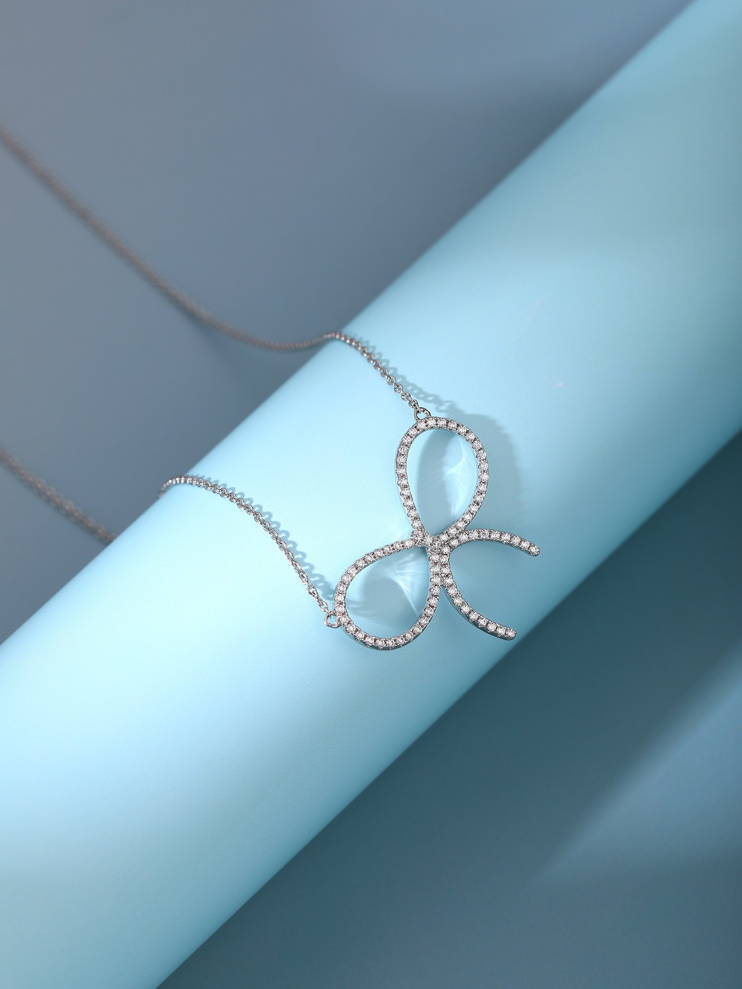 Handmade diamond studded bow necklace - 图片 9