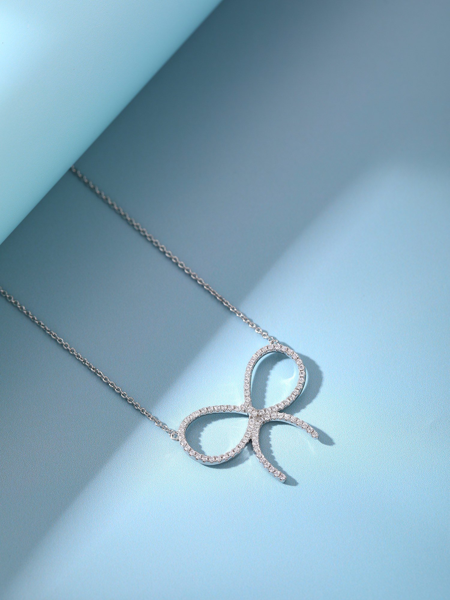 Handmade diamond studded bow necklace - 图片 7