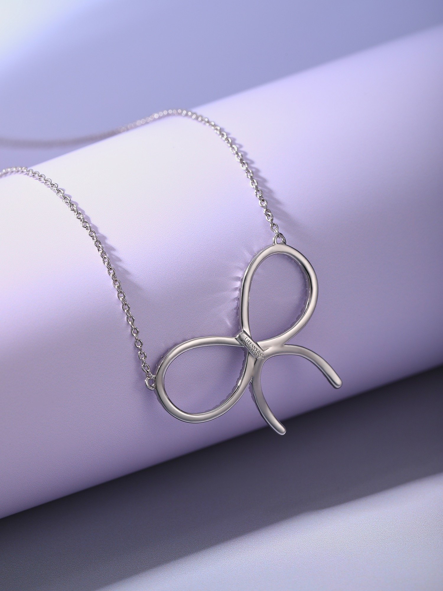 Handmade diamond studded bow necklace - 图片 2