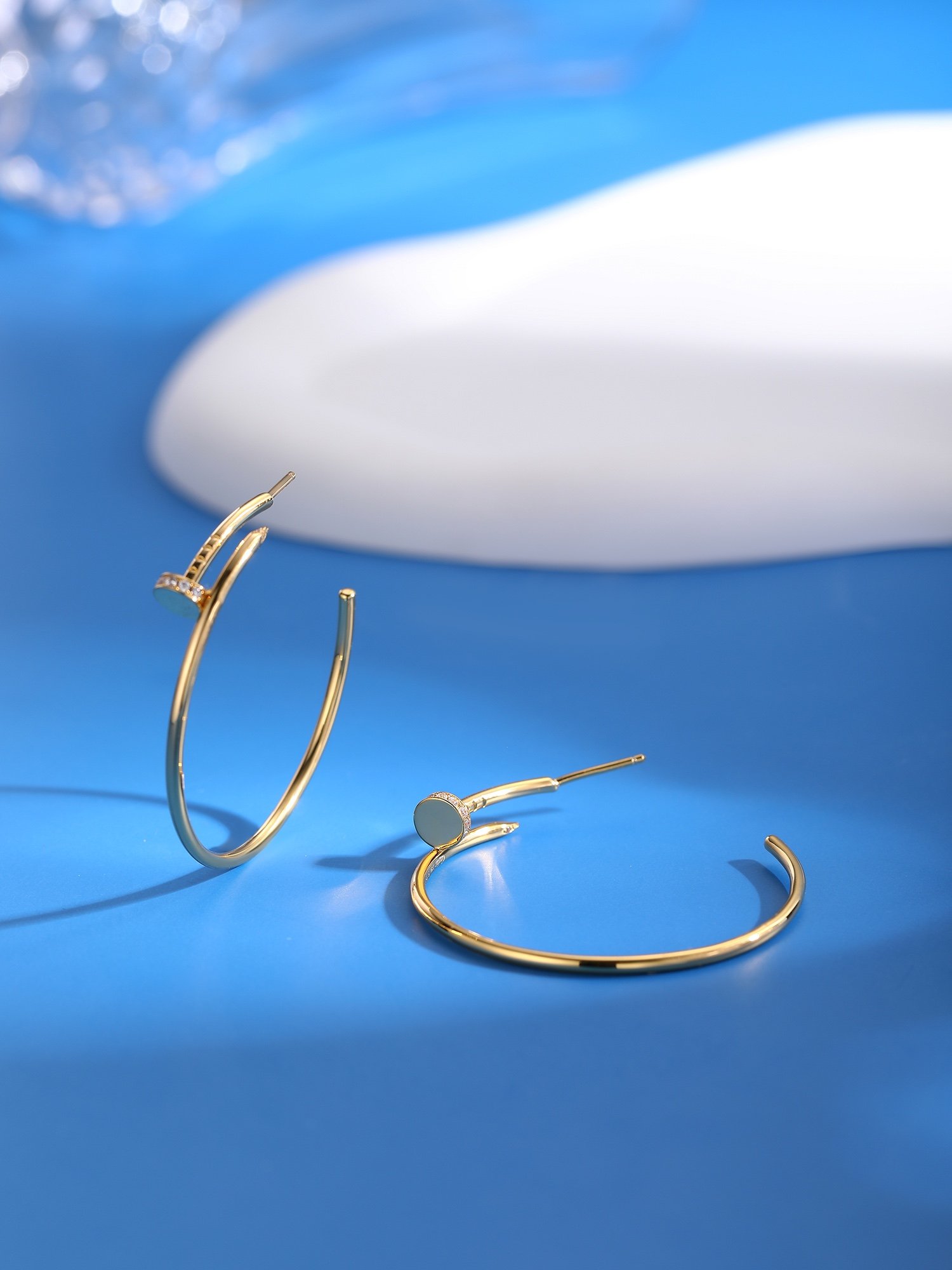 Nail Head Tail Diamond Large Earrings - Image 2