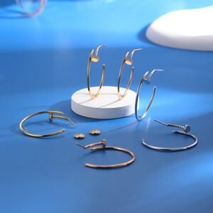 Nail Head Tail Diamond Large Earrings