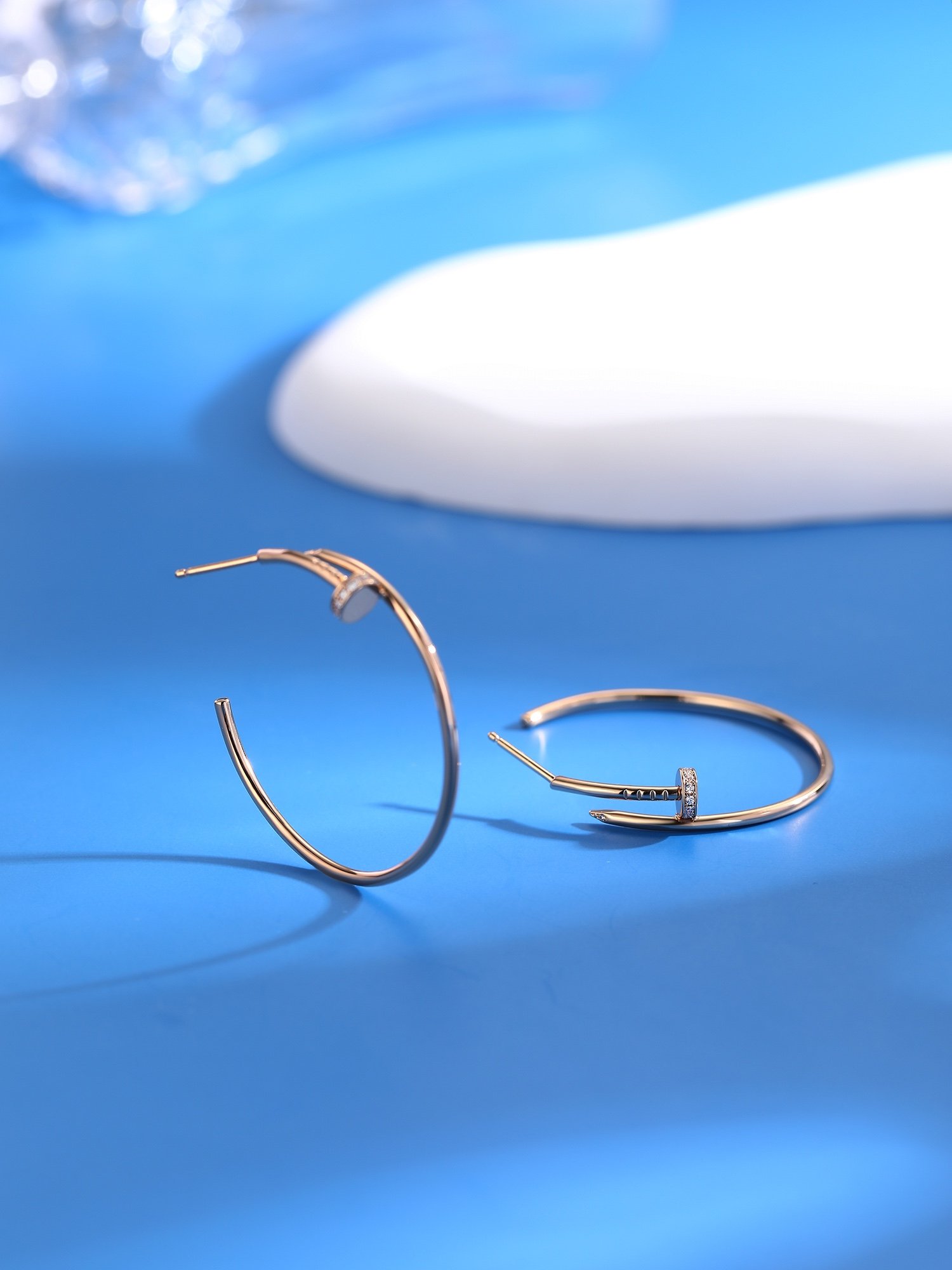 Nail Head Tail Diamond Large Earrings - Image 4