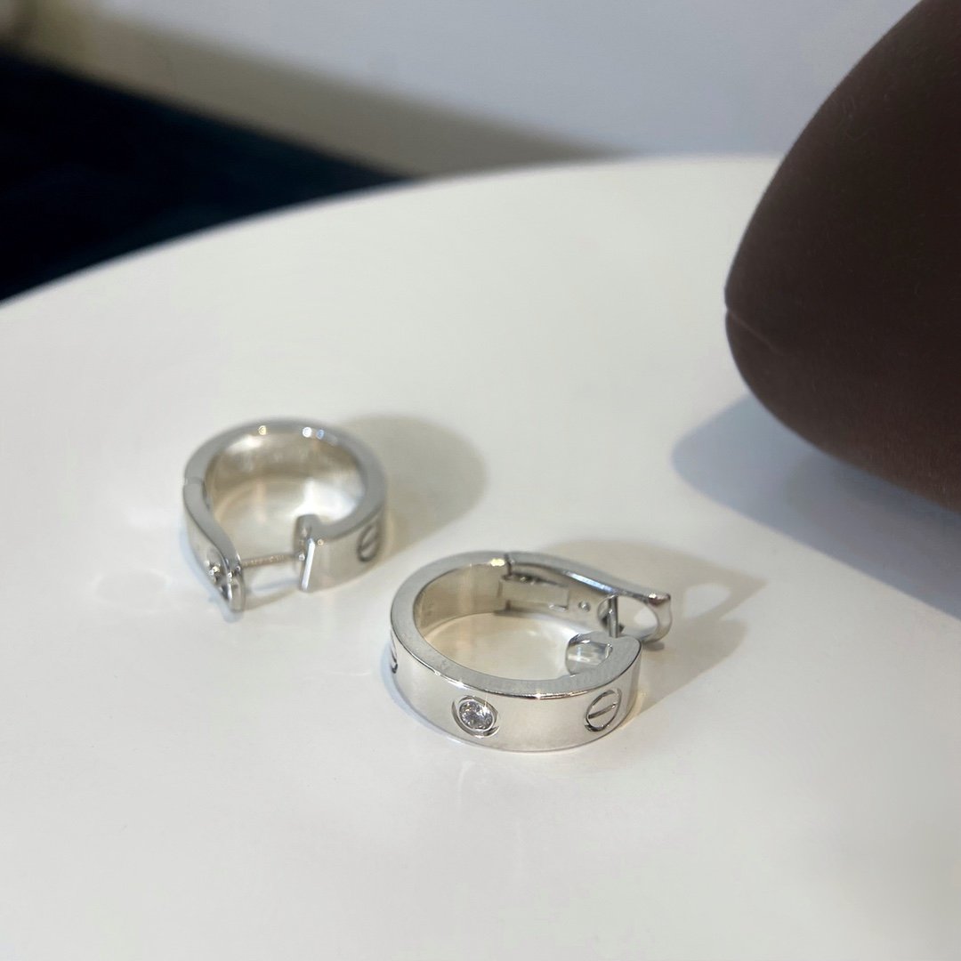 Love Wide Single Diamond Earrings Earclap - 图片 5