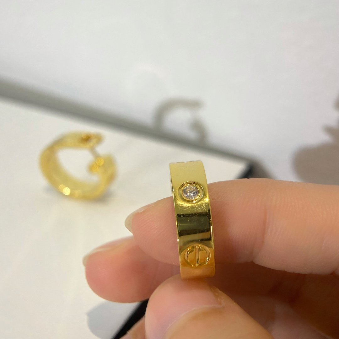 Love Wide Single Diamond Earrings Earclap - 图片 10