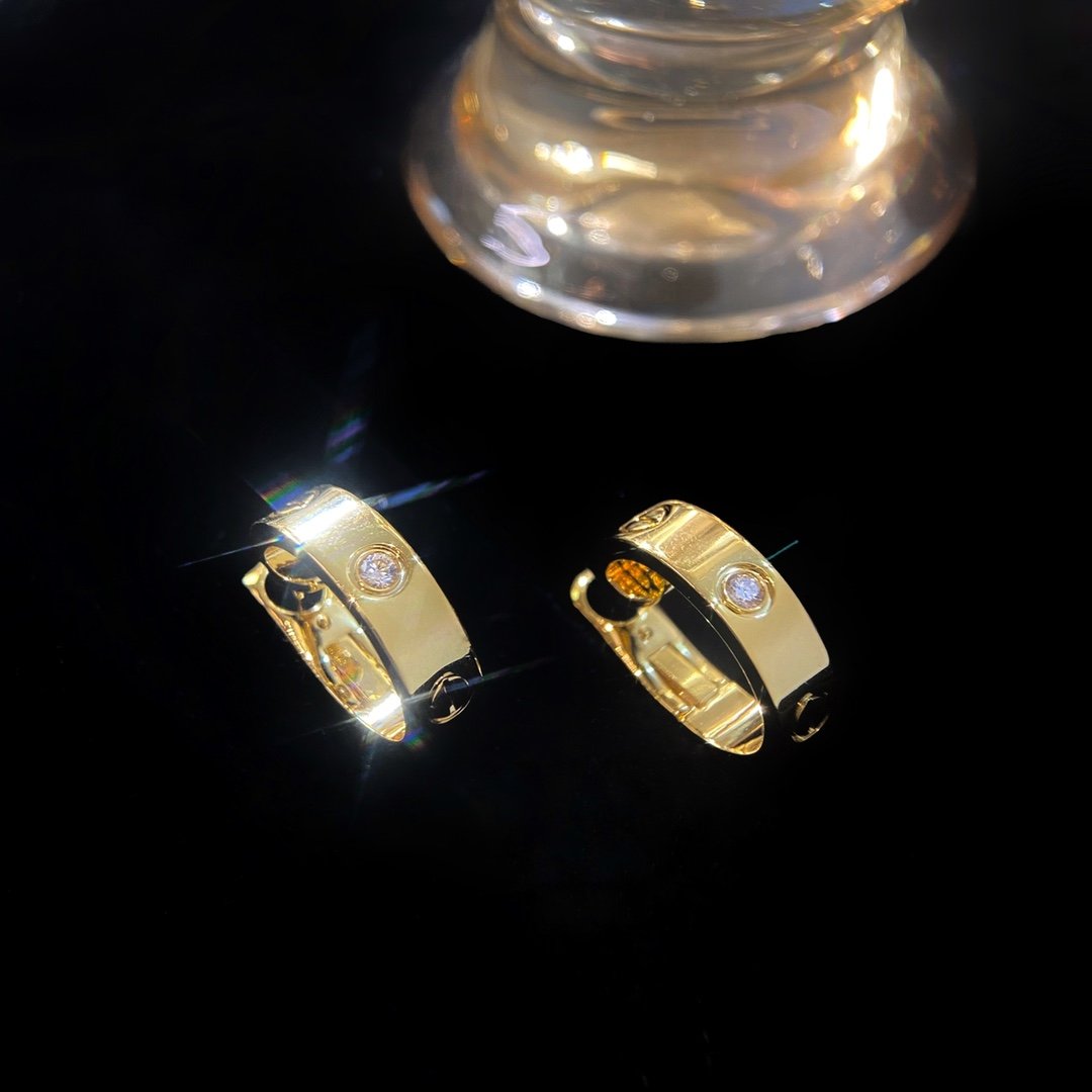 Love Wide Single Diamond Earrings Earclap - 图片 2