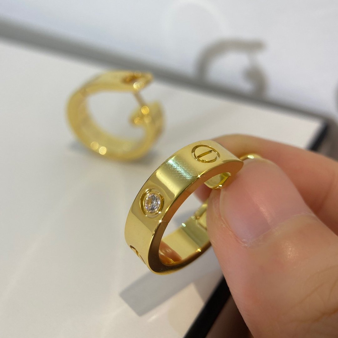 Love Wide Single Diamond Earrings Earclap - 图片 9