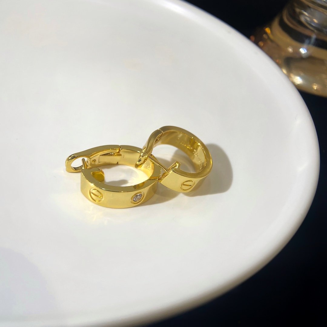 Love Wide Single Diamond Earrings Earclap - 图片 7