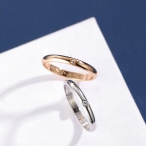Cartie letter cut single diamond ring 3mm